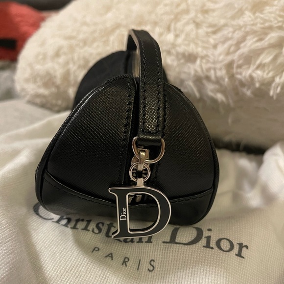 ❤️SOLD❤️Unused Authentic DIOR Black Cannage Mini Pouch in Canvas w Leather Trim - Picture 3 of 8